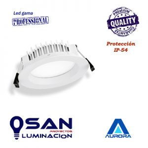 Downlight Led opal, regulable TRIAC, IK-08, IP-54, 4000K