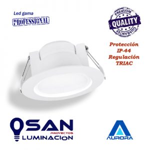 Downlight opal Thermo Tec regulable TRIAC, IP-44, IK-06