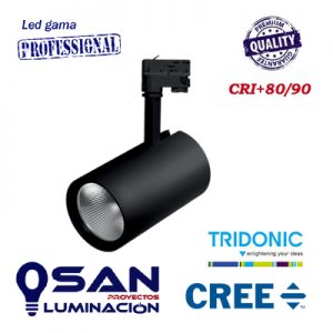 Foco de carril Cylinder (MDR38), Led 40w CREE, negro