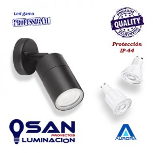 Aplique de superficie ajustable de aluminio, GU-10, IP-44. 
